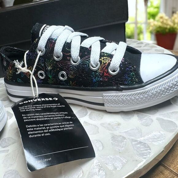 Converse Chuck Taylor All Star CTAS Low PS “Butterfly Shine” Kids Size 11 - Picture 13 of 15